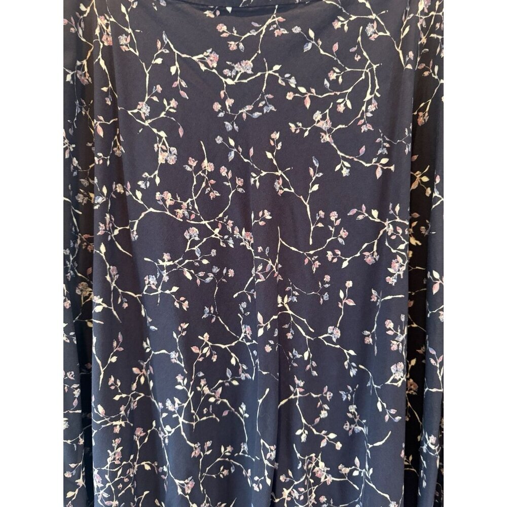 J Jill Womens Blue Floral Print Midi Skirt M Feminine Dark Romantic Cottage Core - Picture 2 of 8